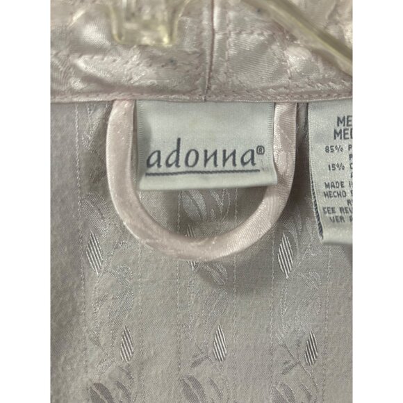 Adonna Robe Womens M Pink Satin Brocade Quilted Collar Cuffs Pockets Long Vtg - Picture 7 of 12